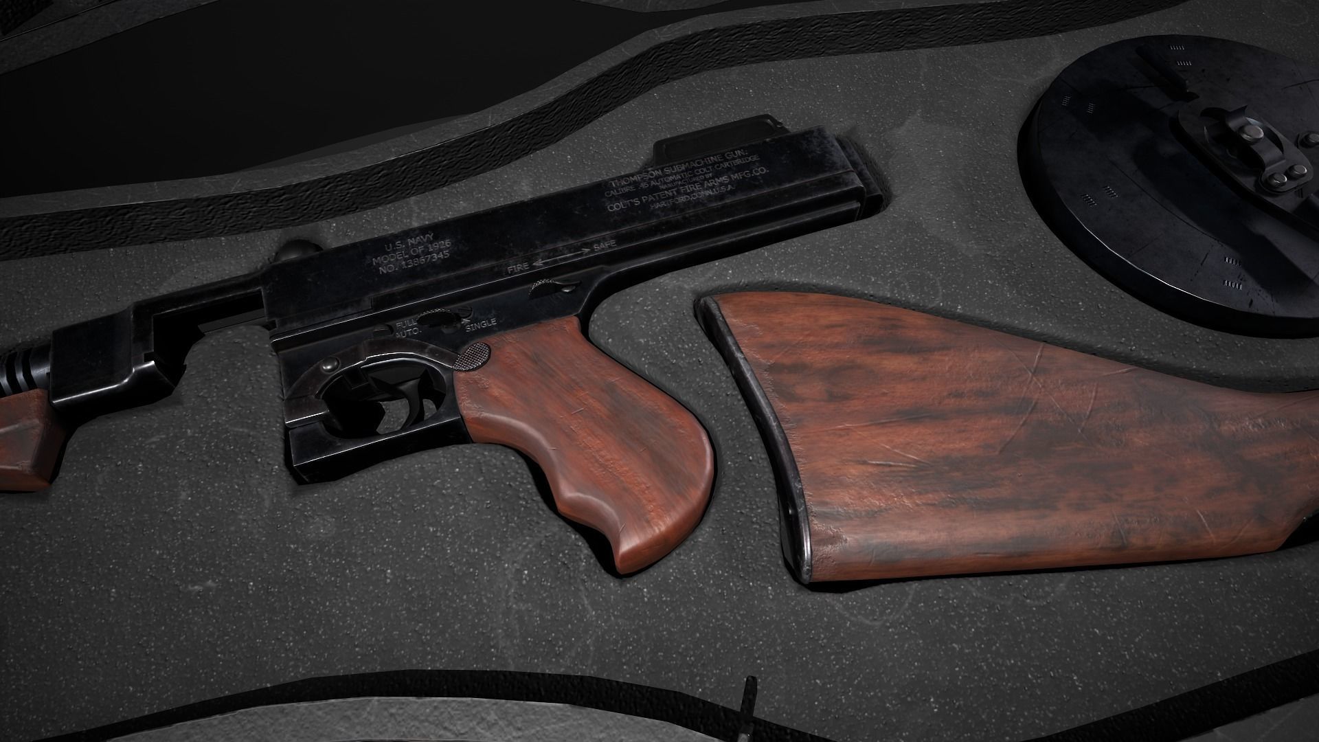 Thompson 1928 with Guitar Case - Tommy Gun - PBR Low-poly 3D model_5