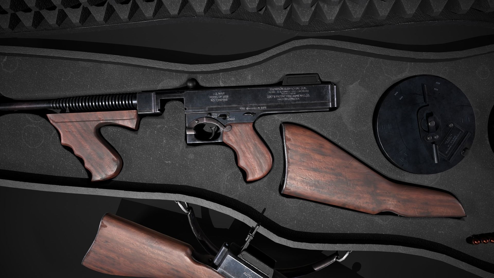 Thompson 1928 with Guitar Case - Tommy Gun - PBR Low-poly 3D model_3