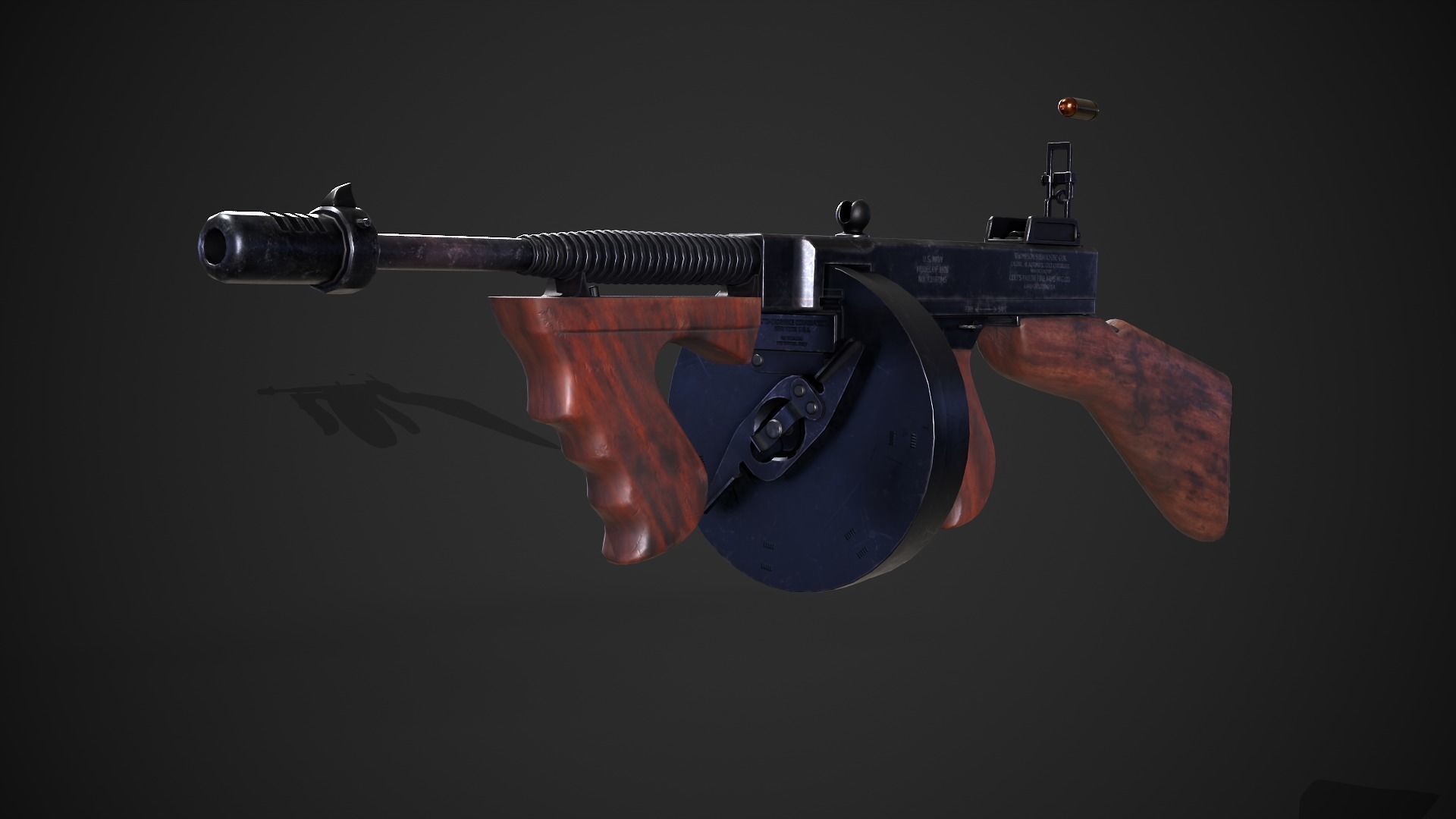 Thompson 1928 with Guitar Case - Tommy Gun - PBR Low-poly 3D model_19