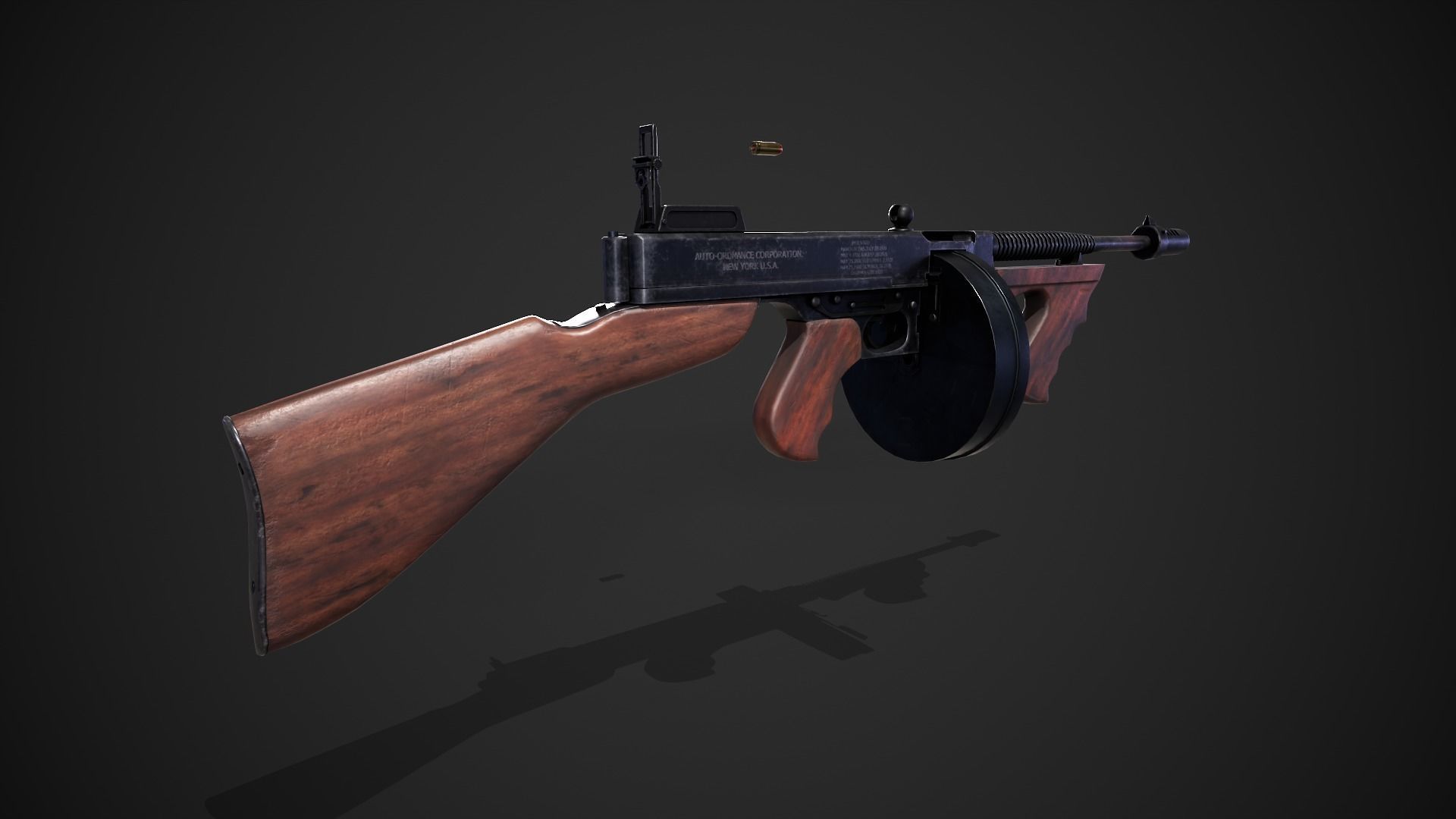 Thompson 1928 with Guitar Case - Tommy Gun - PBR Low-poly 3D model_15