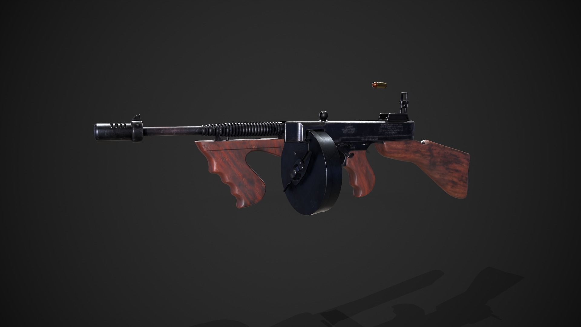 Thompson 1928 with Guitar Case - Tommy Gun - PBR Low-poly 3D model_14