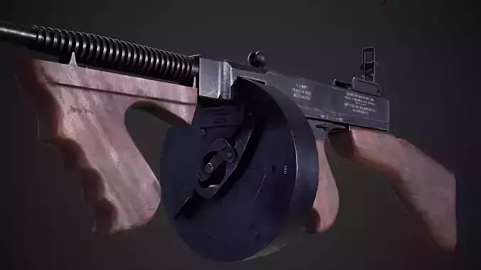 Thompson 1928 with Guitar Case - Tommy Gun - PBR Low-poly 3D model