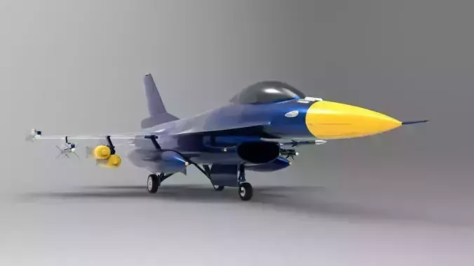 Jet Blue F-16 Low-poly 3D model