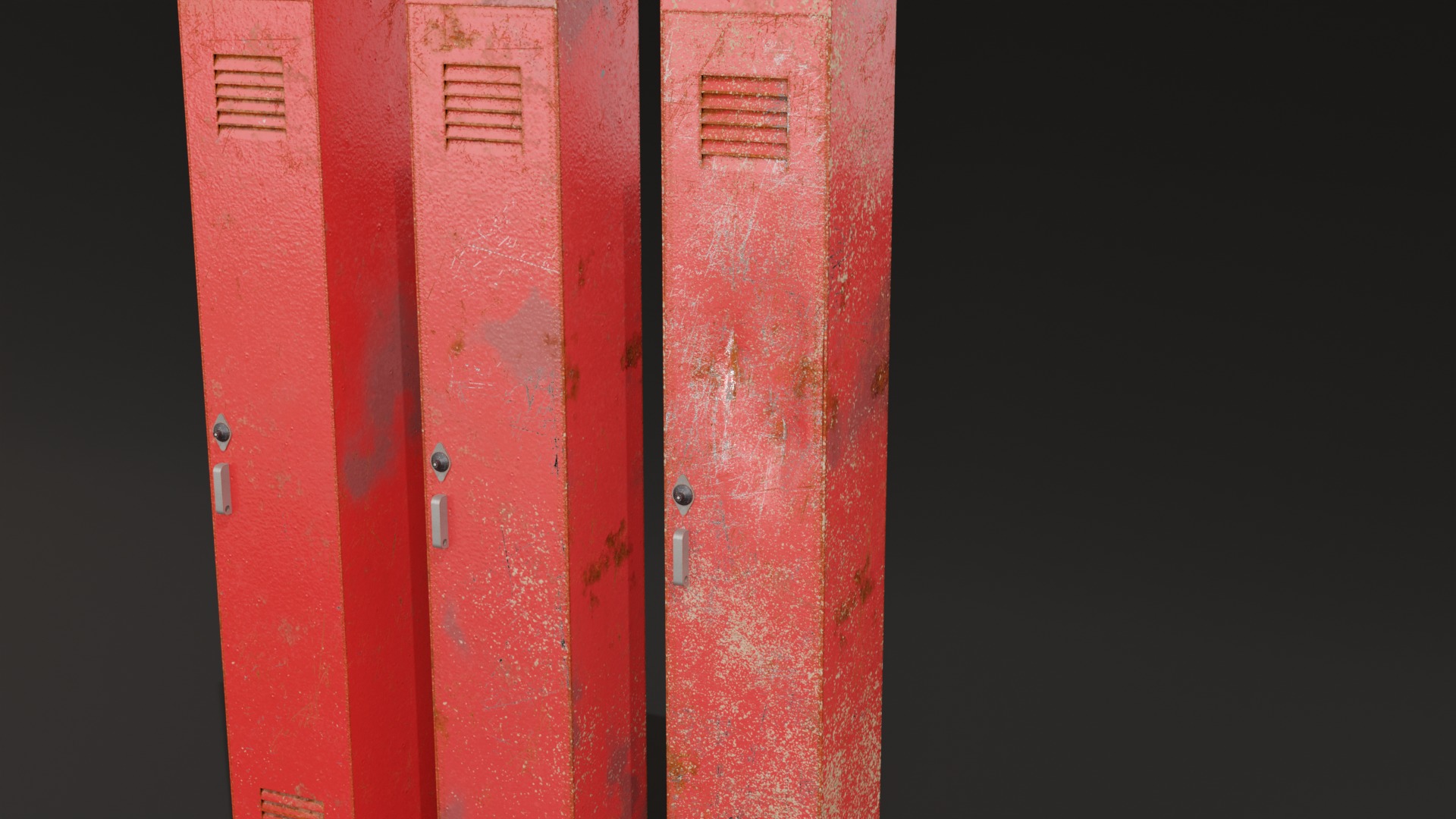 American School Lockers Low-poly 3D model_4