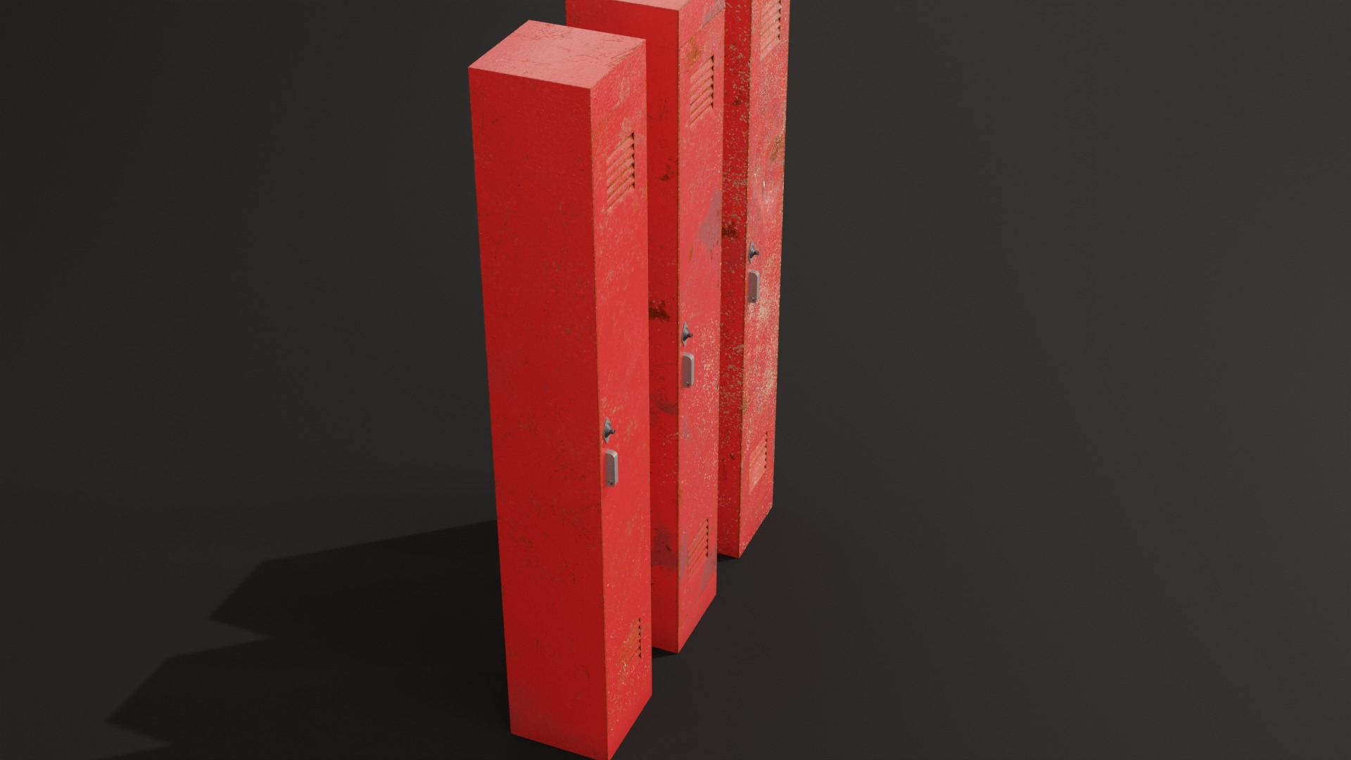 American School Lockers Low-poly 3D model_3