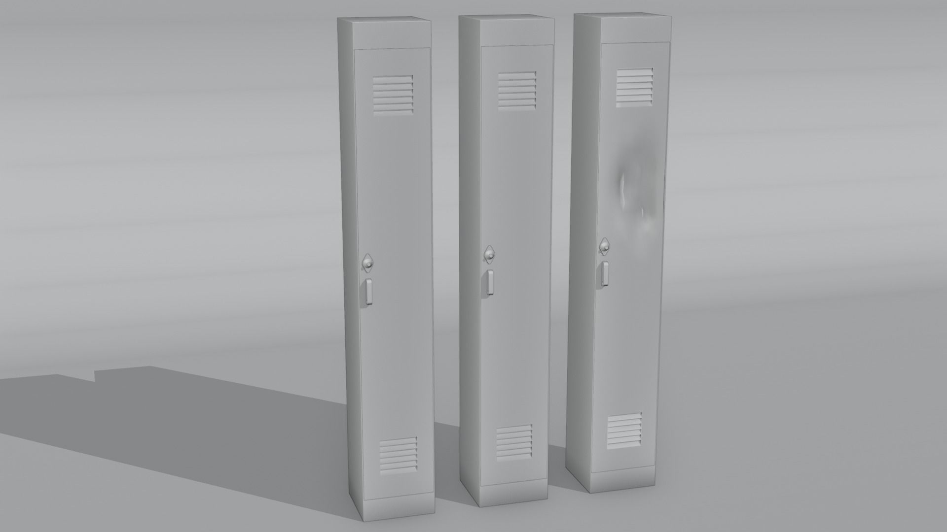 American School Lockers Low-poly 3D model_7