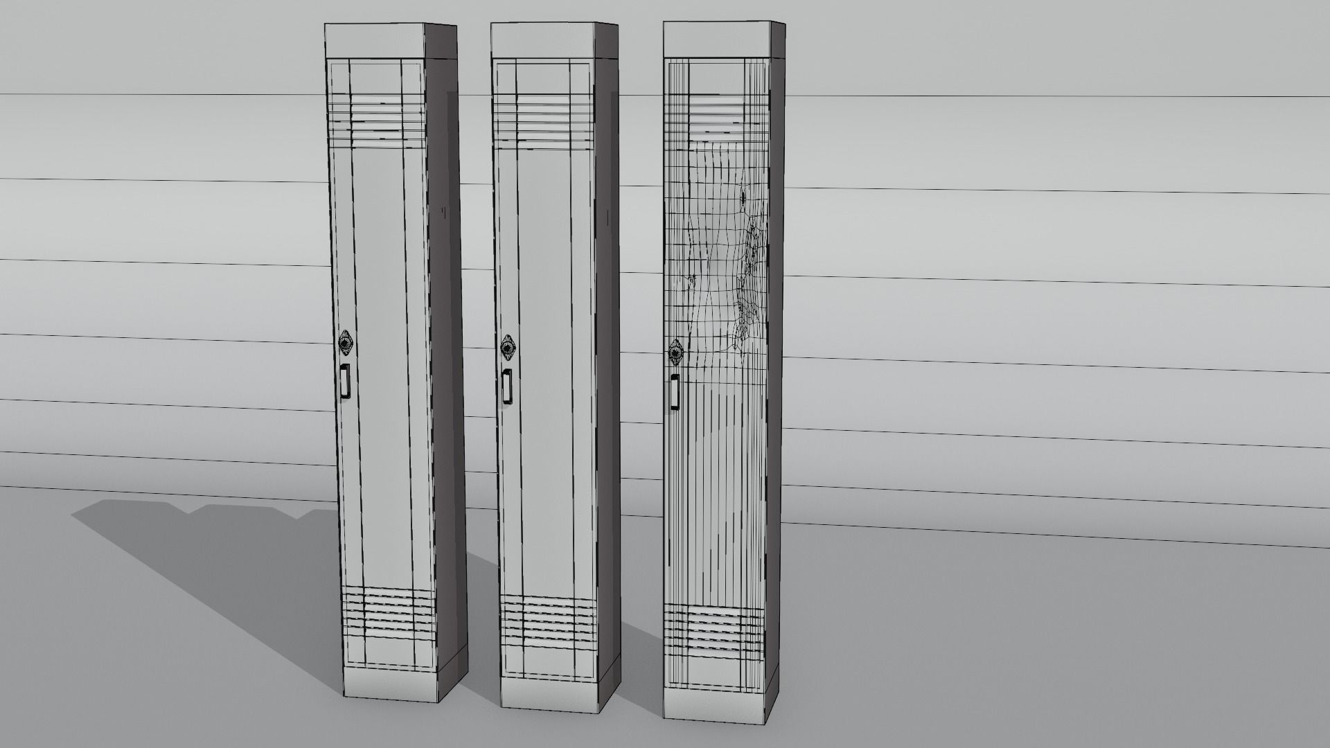 American School Lockers Low-poly 3D model_12