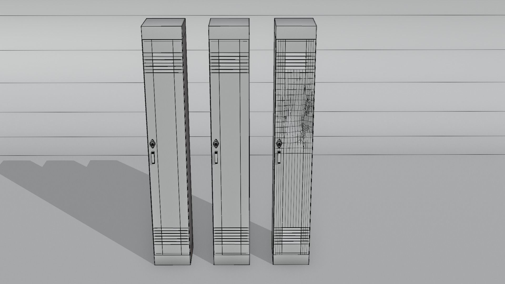 American School Lockers Low-poly 3D model_17