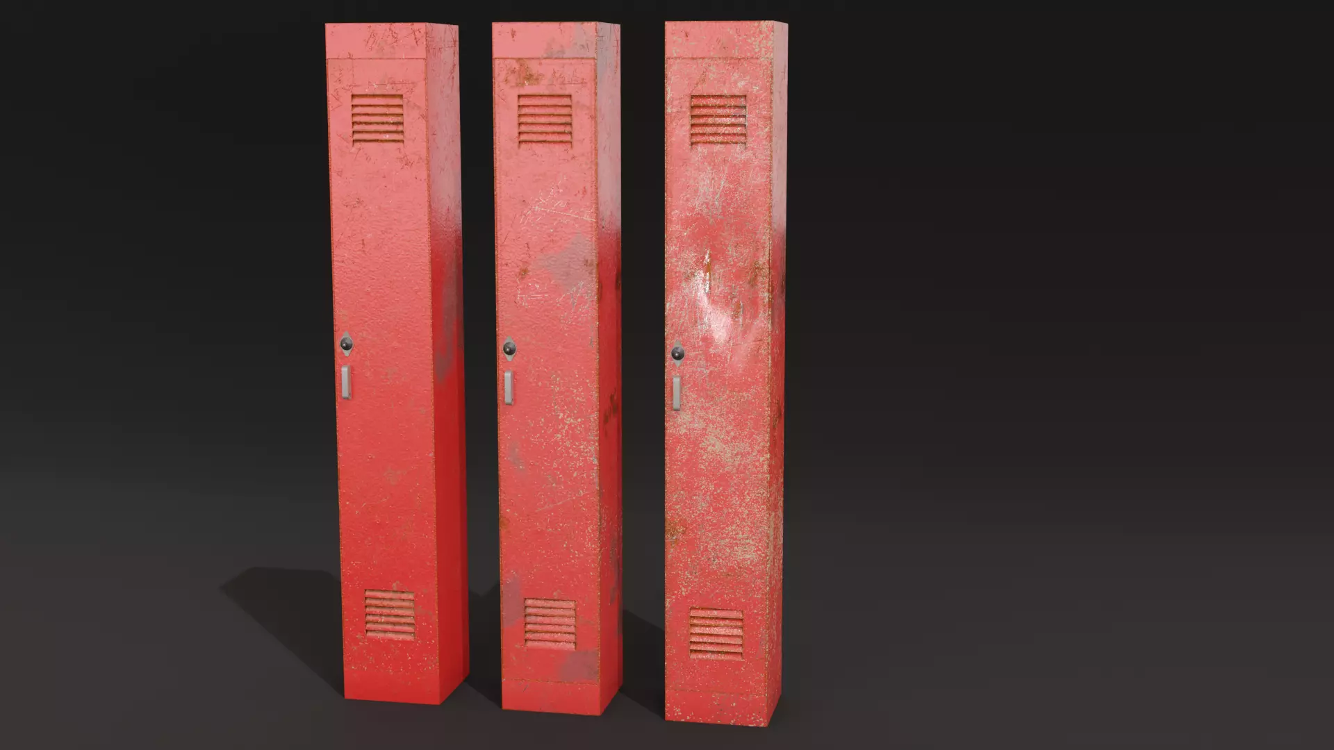 American School Lockers Low-poly 3D model_0