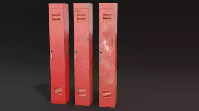 American School Lockers Low-poly 3D model