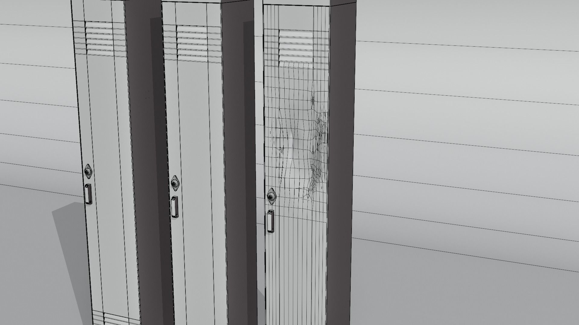 American School Lockers Low-poly 3D model_16