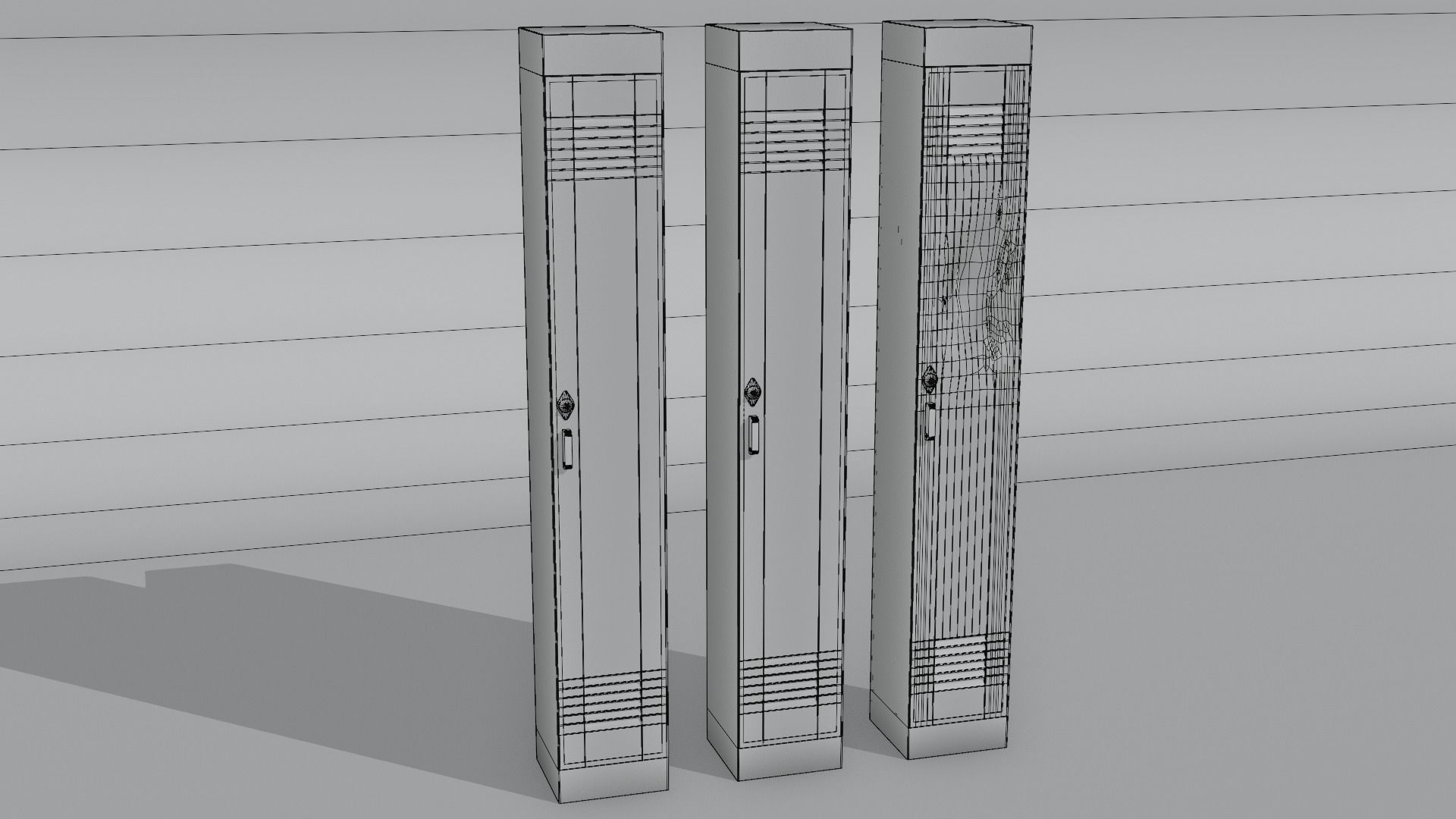 American School Lockers Low-poly 3D model_13