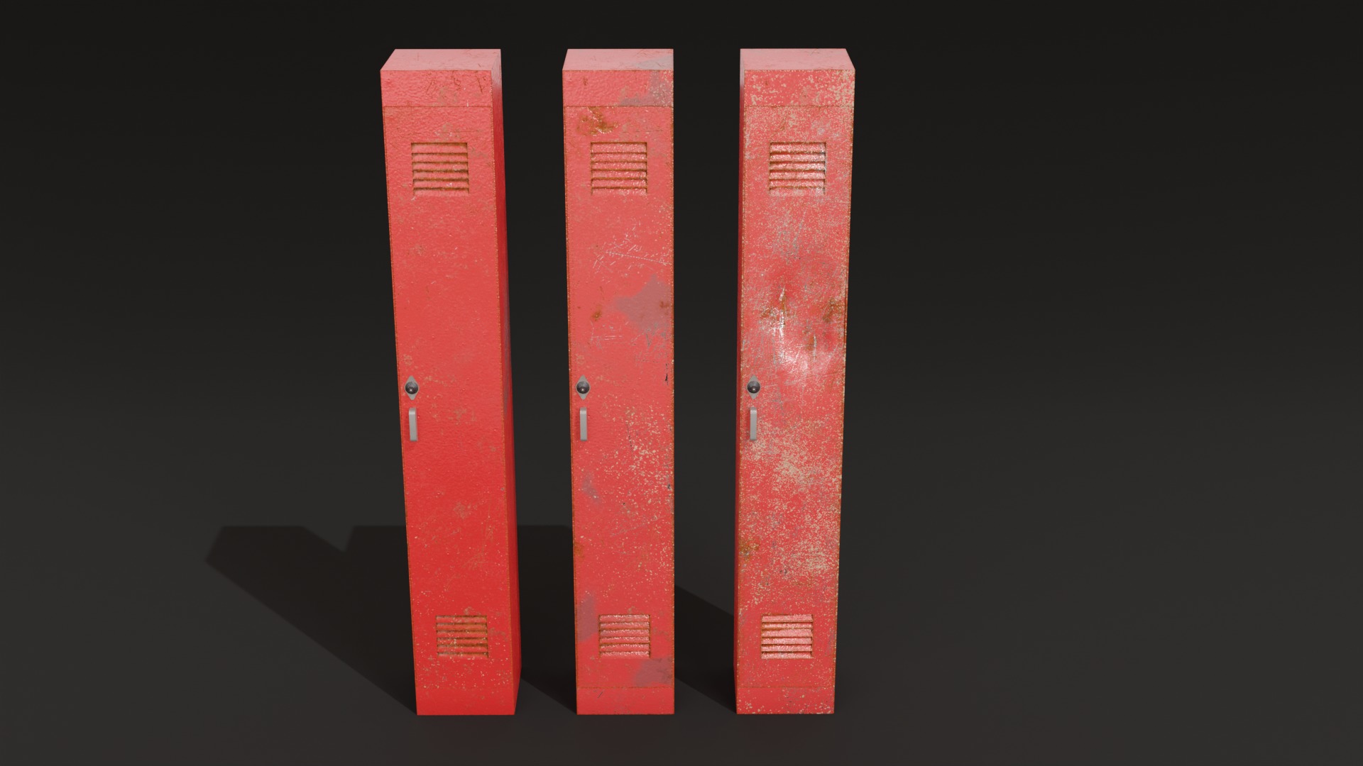 American School Lockers Low-poly 3D model_5