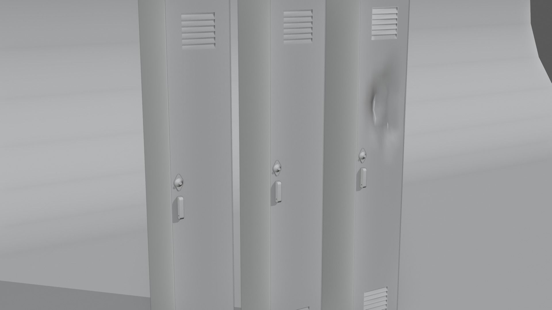 American School Lockers Low-poly 3D model_8