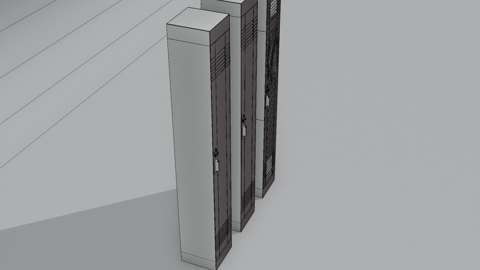 American School Lockers Low-poly 3D model_15