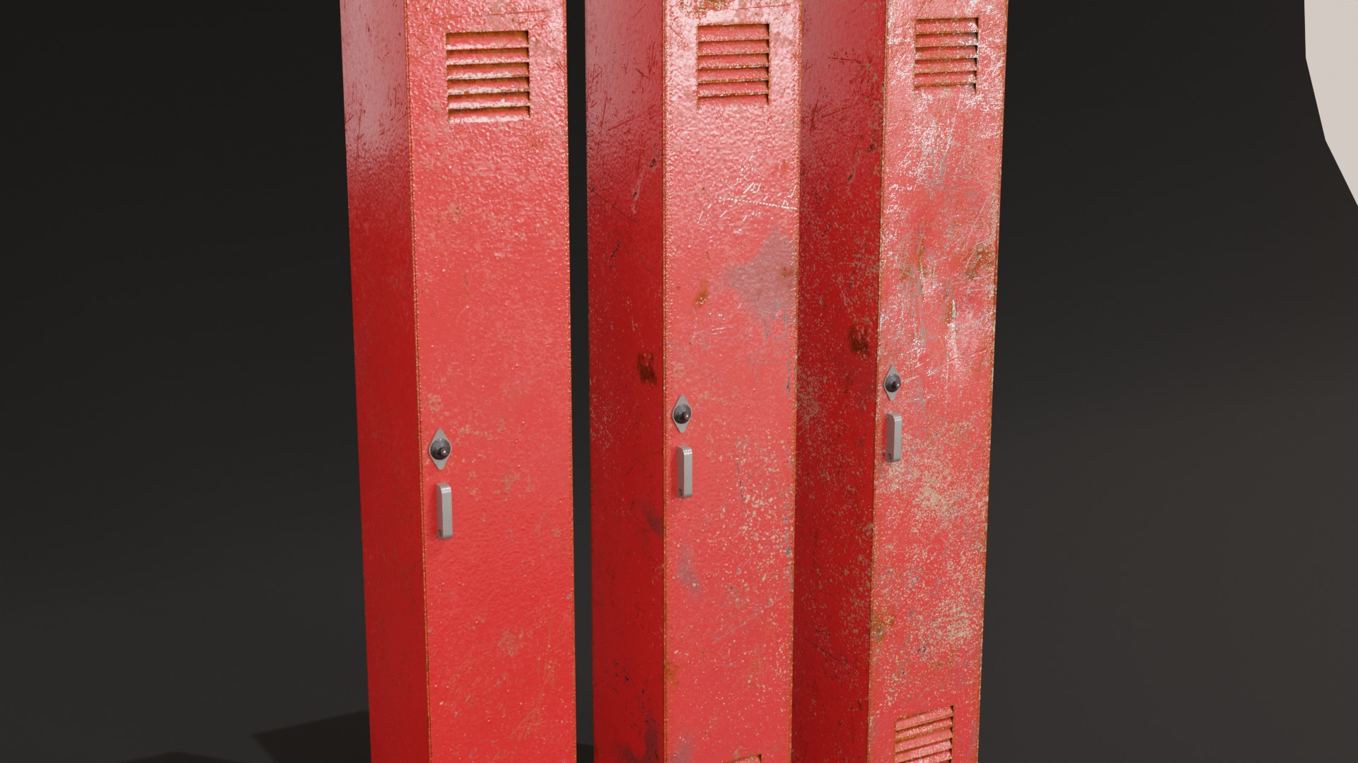 American School Lockers Low-poly 3D model_2