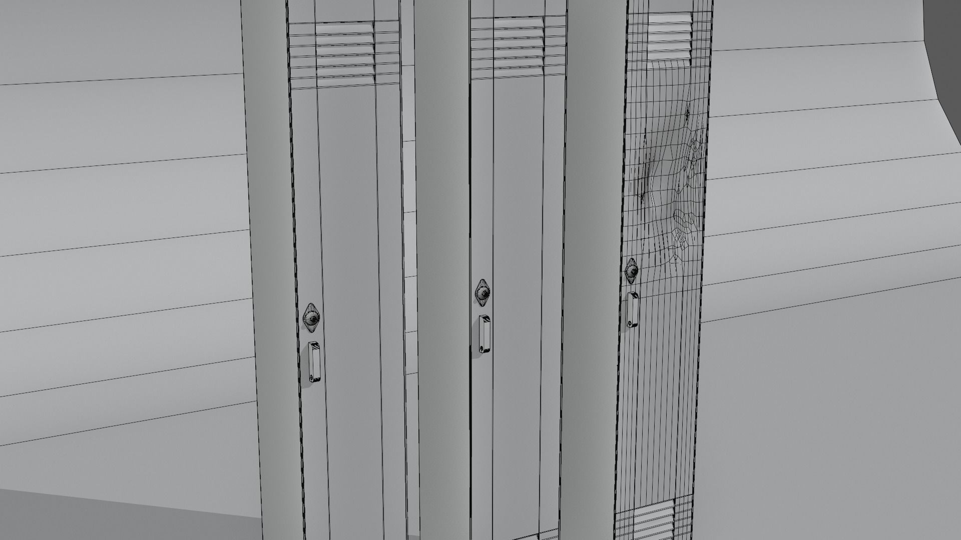 American School Lockers Low-poly 3D model_14