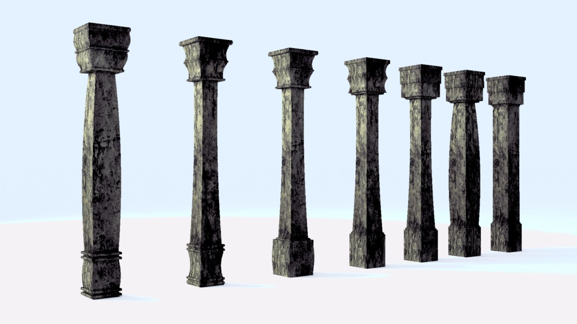 Pillar Model using Taper Modifier Low-poly 3D model_3