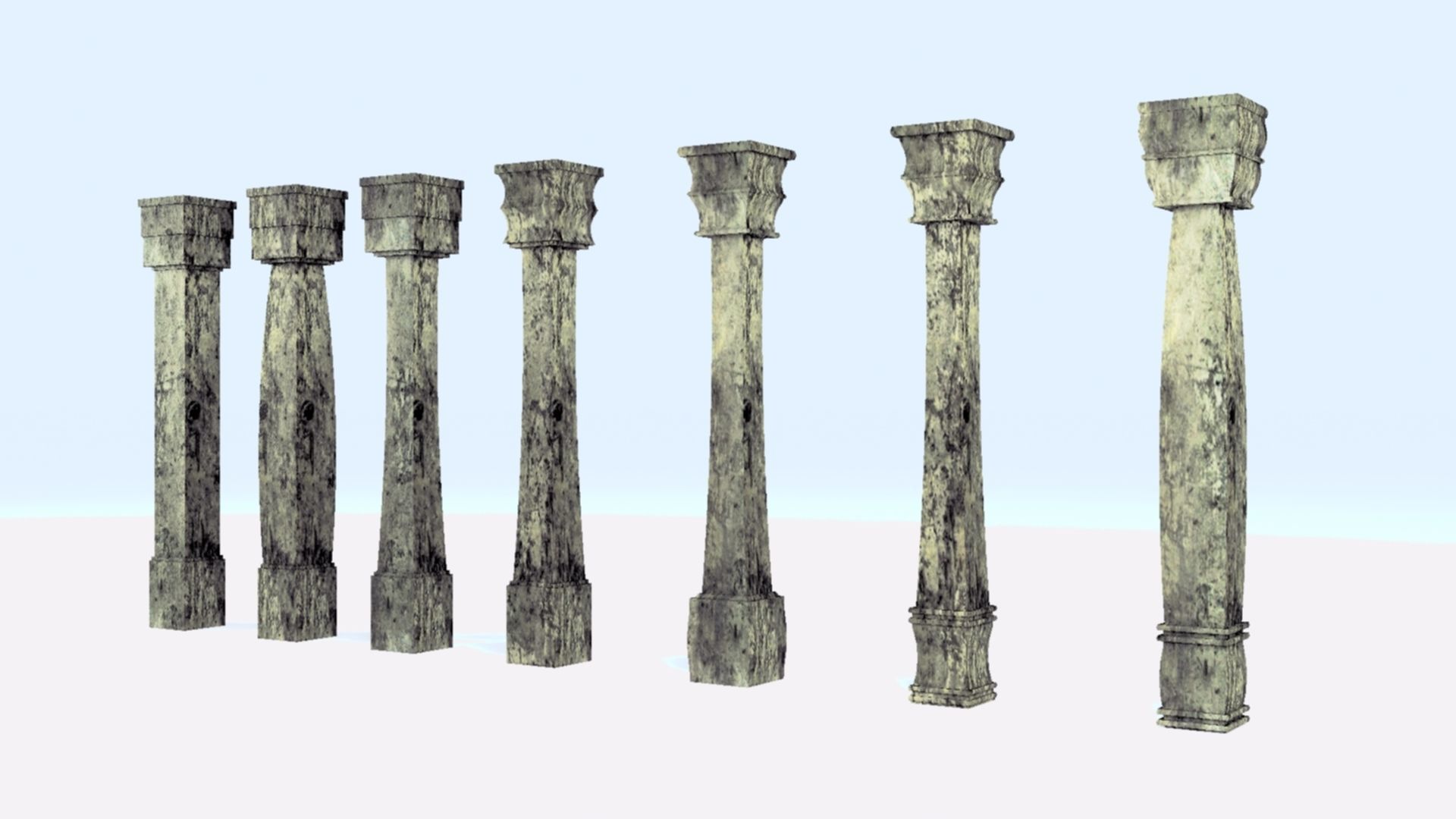 Pillar Model using Taper Modifier Low-poly 3D model_2