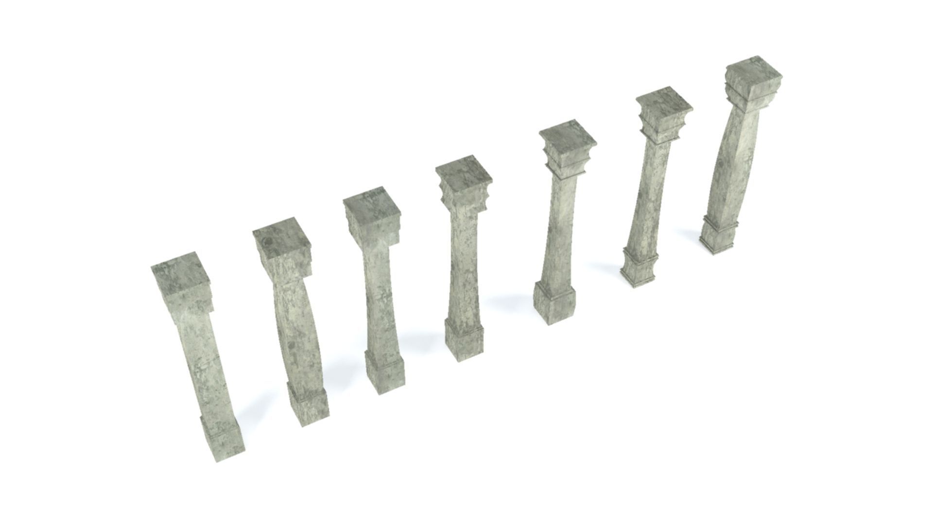 Pillar Model using Taper Modifier Low-poly 3D model_4
