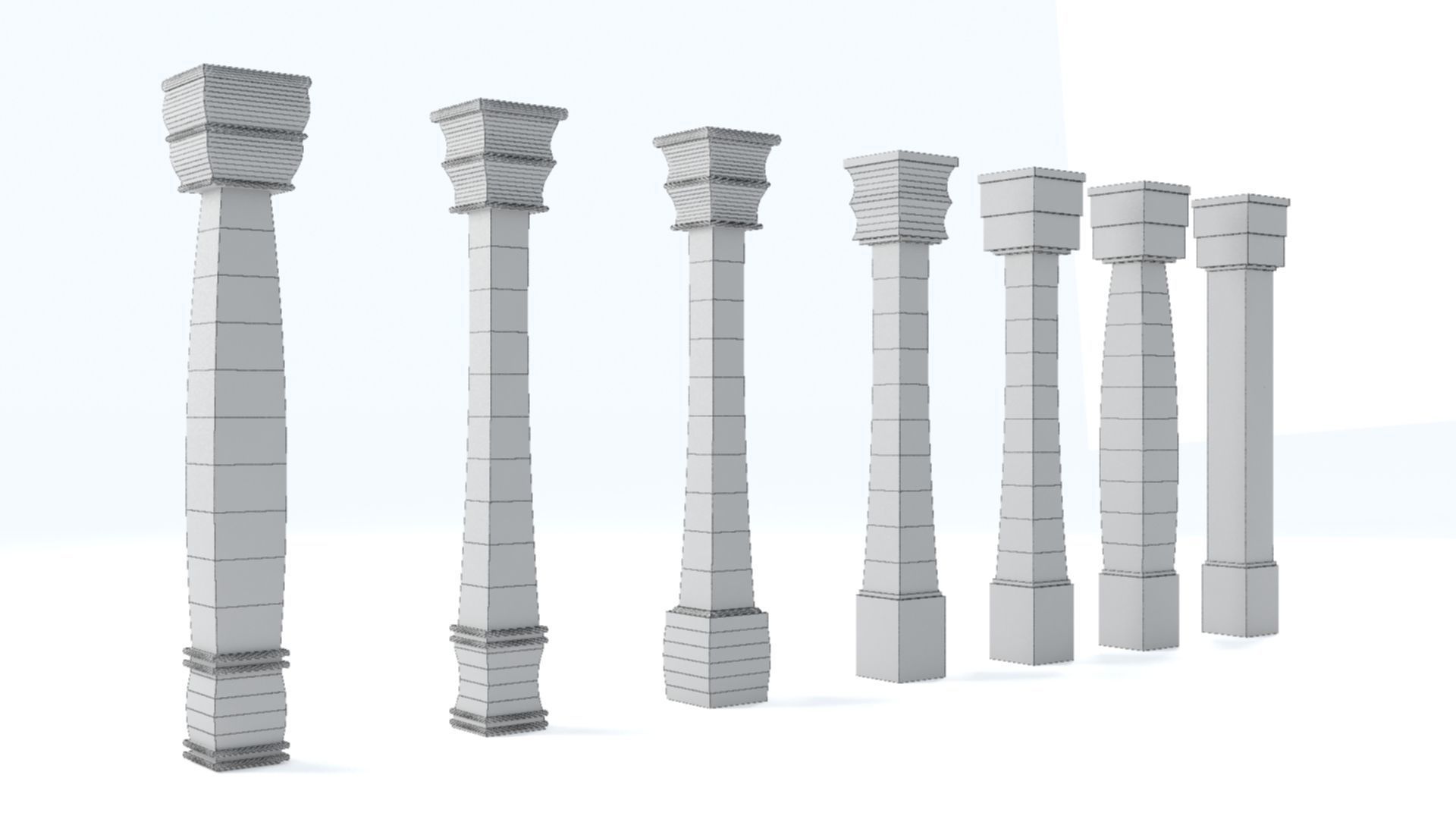 Pillar Model using Taper Modifier Low-poly 3D model_8
