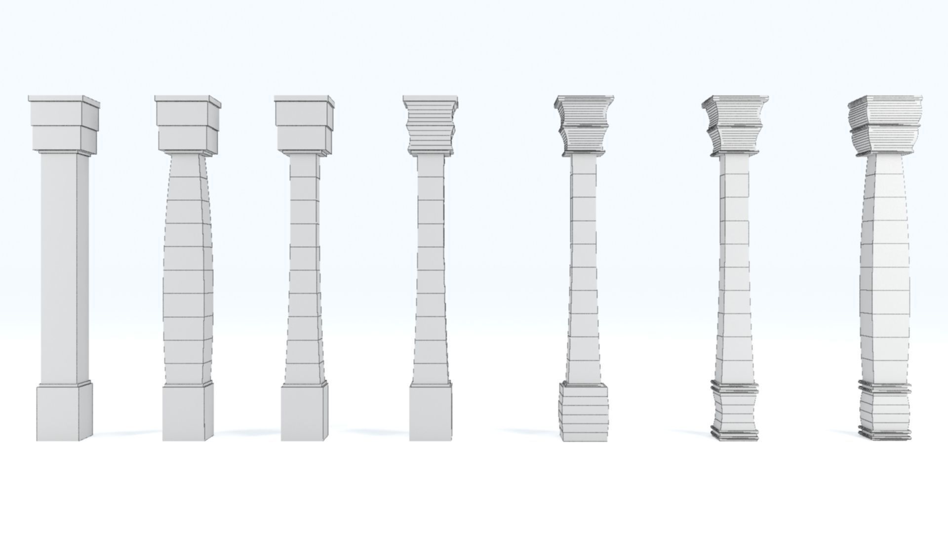 Pillar Model using Taper Modifier Low-poly 3D model_6