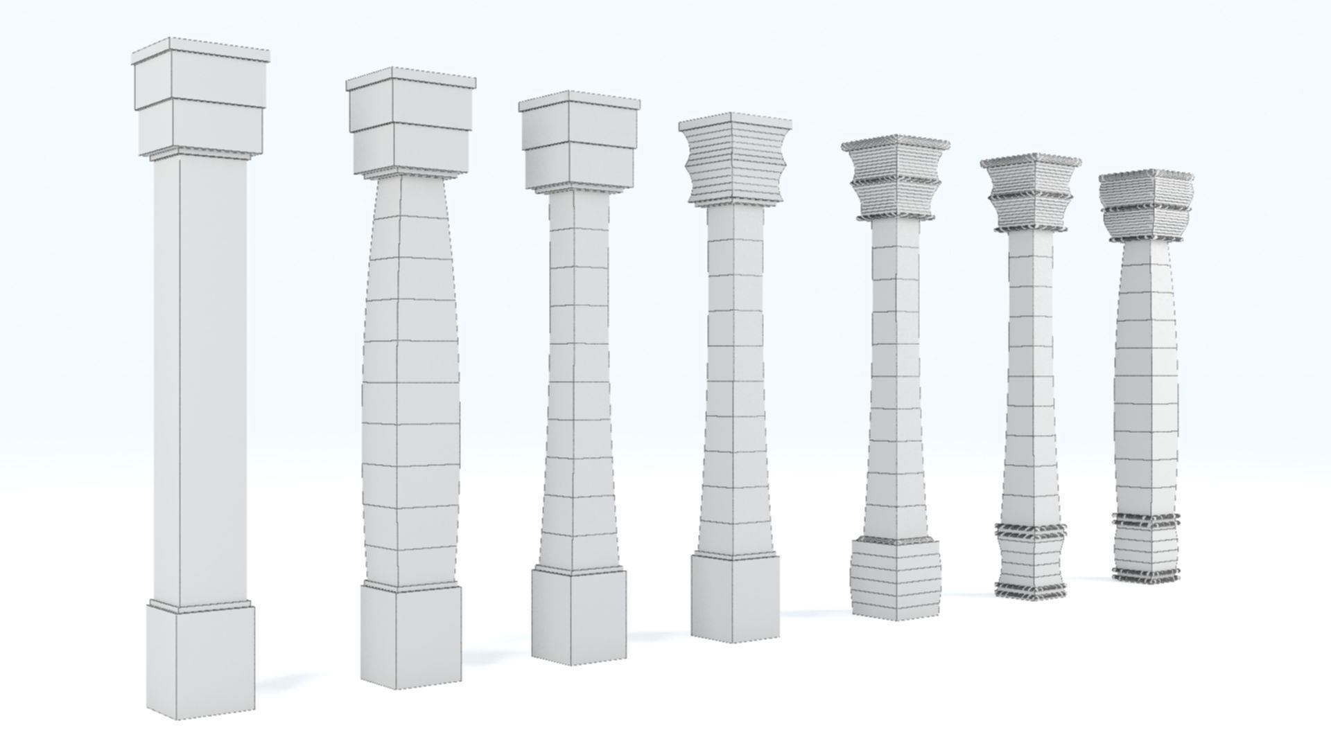 Pillar Model using Taper Modifier Low-poly 3D model_5