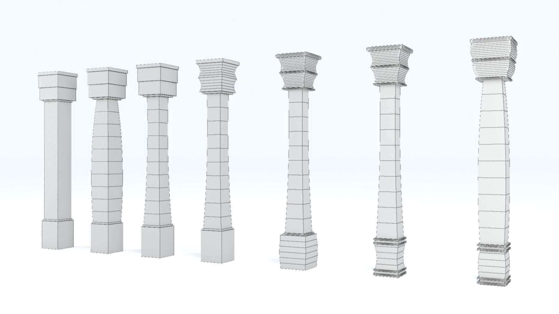 Pillar Model using Taper Modifier Low-poly 3D model_7