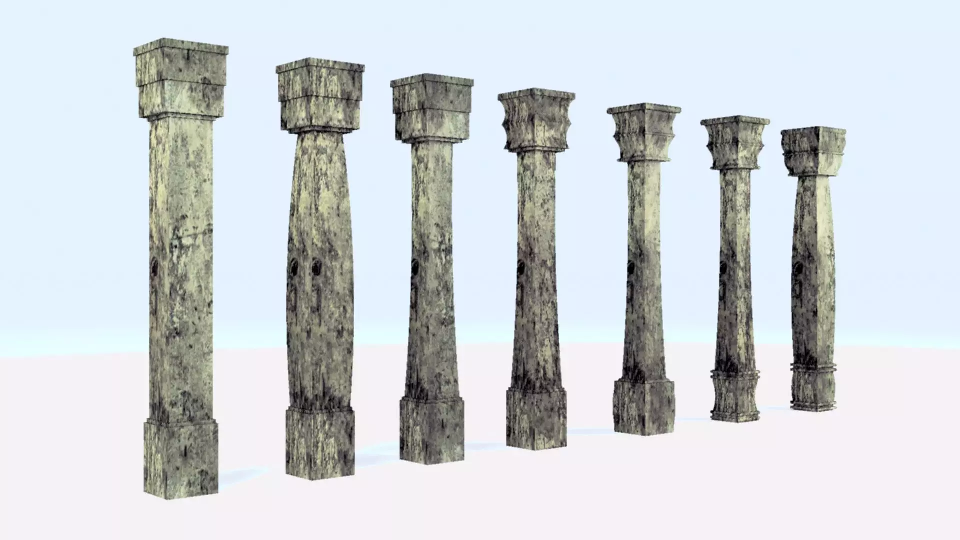 Pillar Model using Taper Modifier Low-poly 3D model_0
