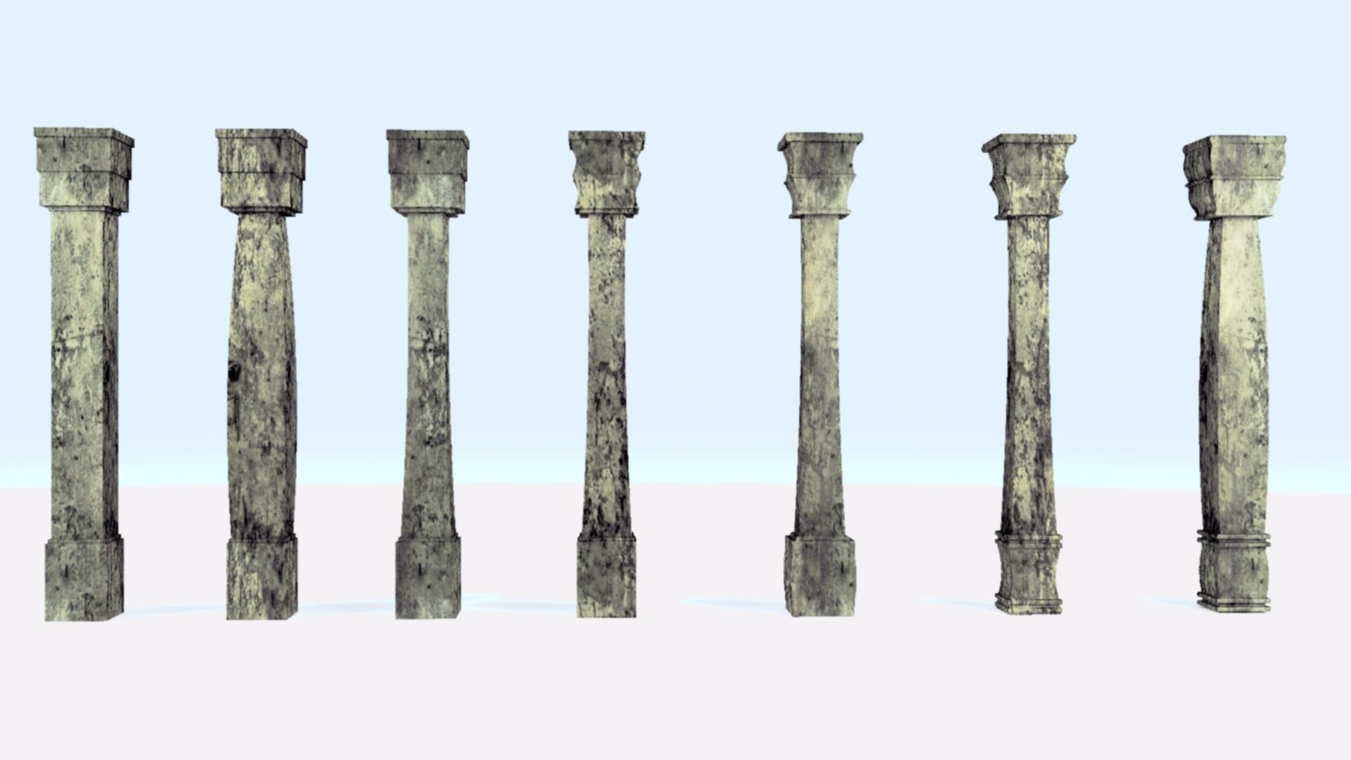 Pillar Model using Taper Modifier Low-poly 3D model_1