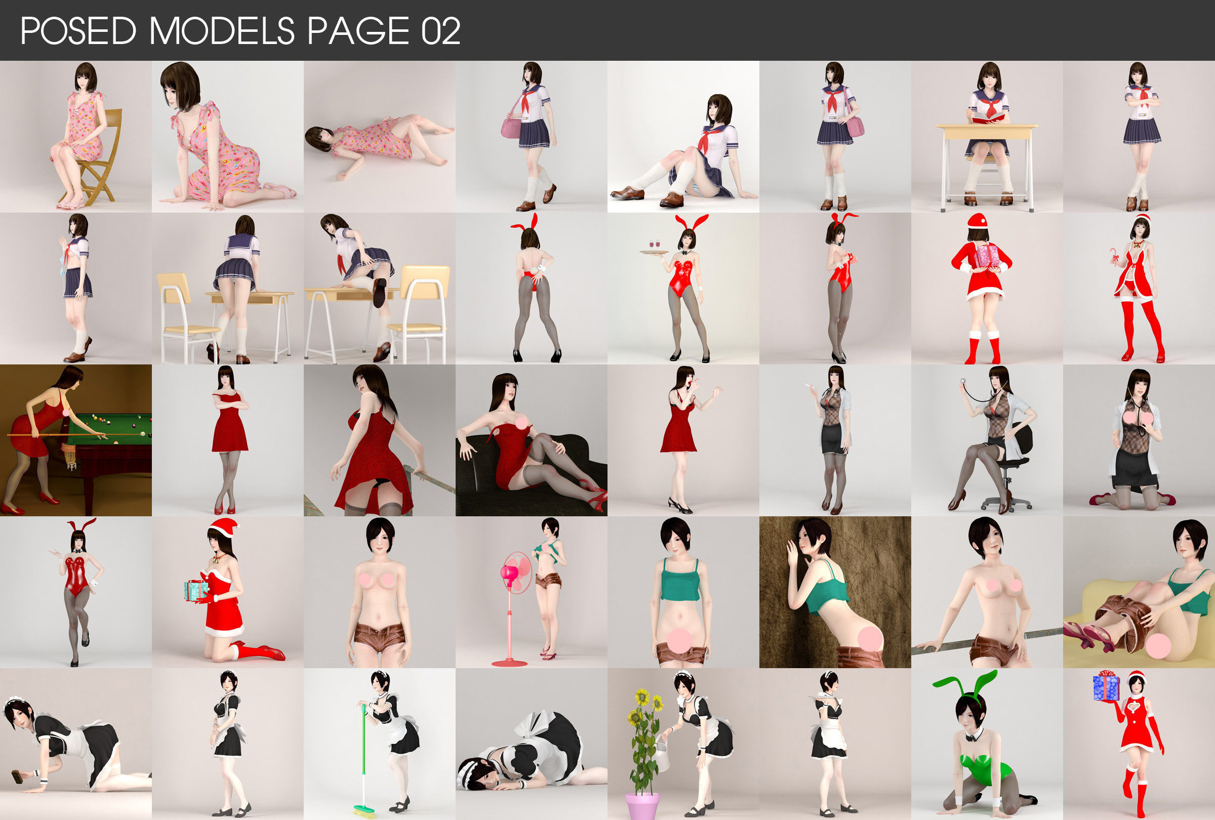 All of my posed girls 3D model_2