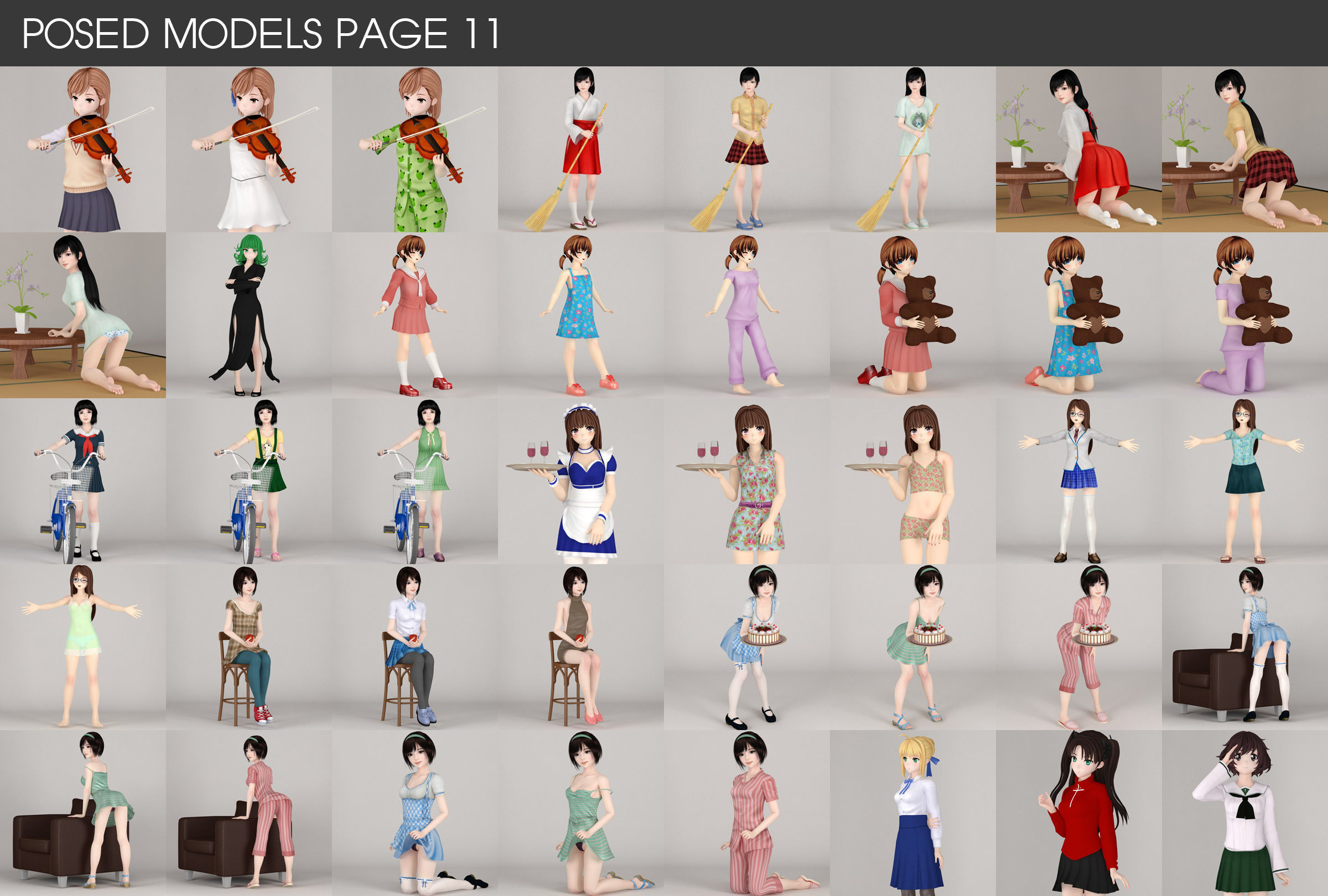 All of my posed girls 3D model_11