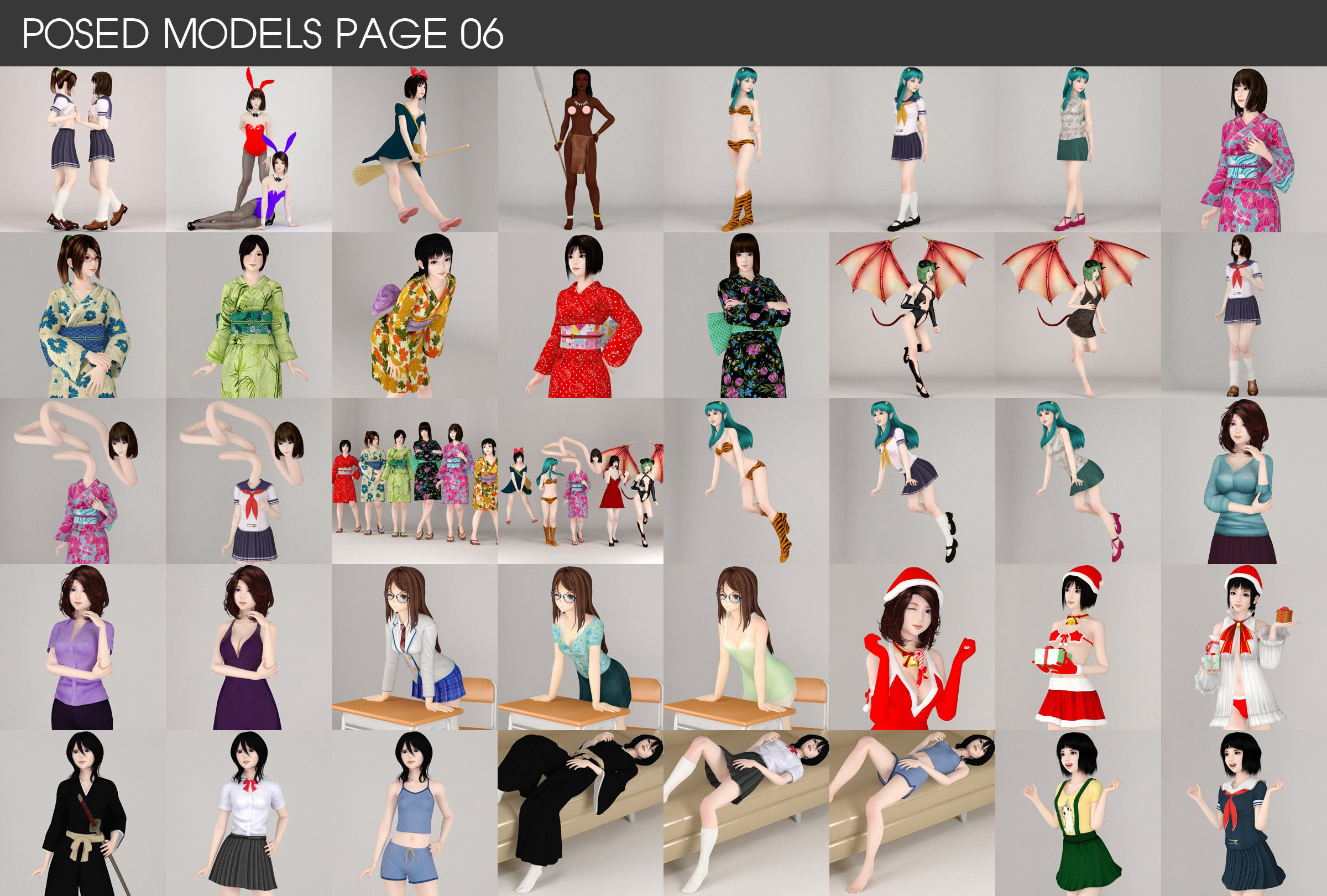 All of my posed girls 3D model_6