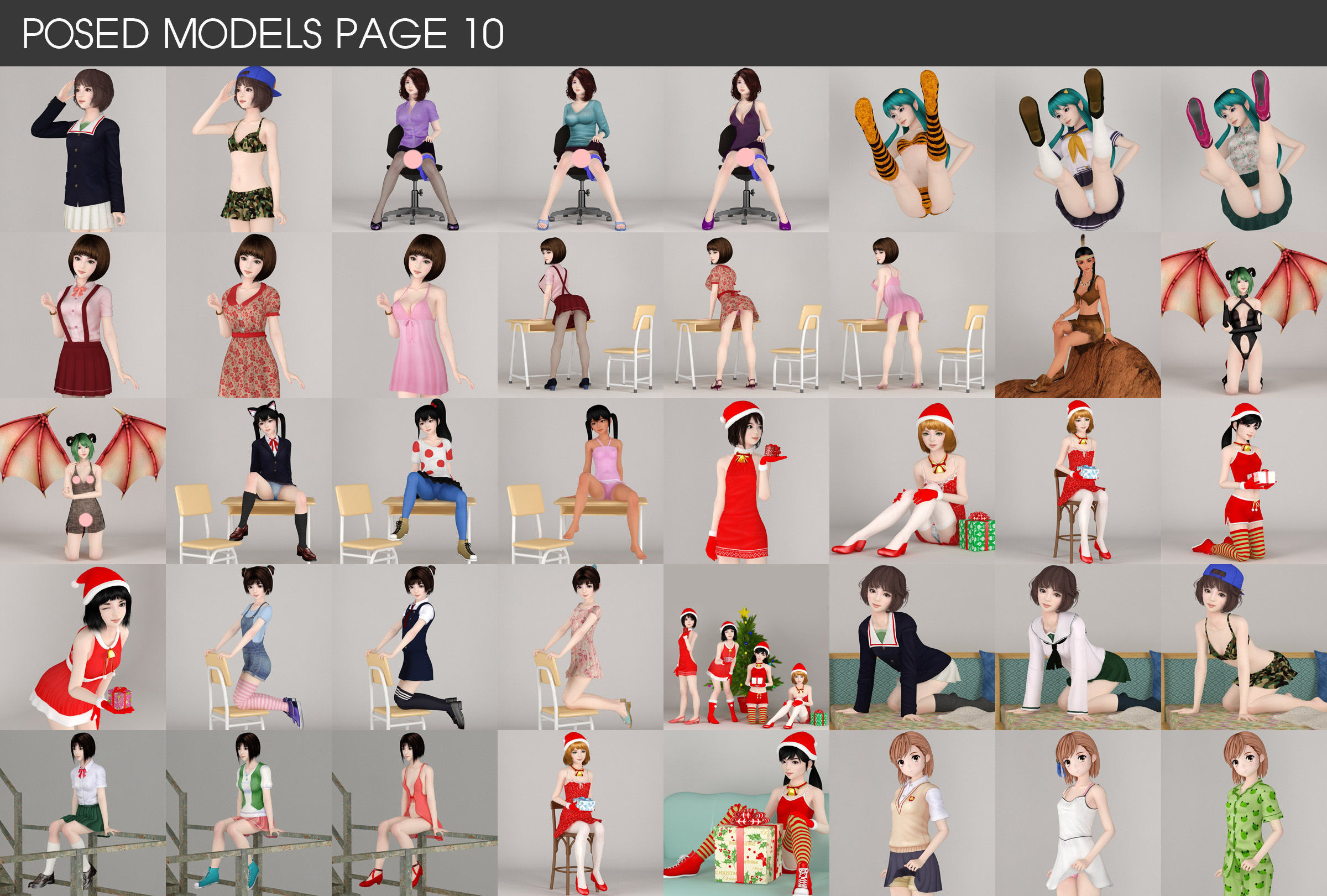 All of my posed girls 3D model_10