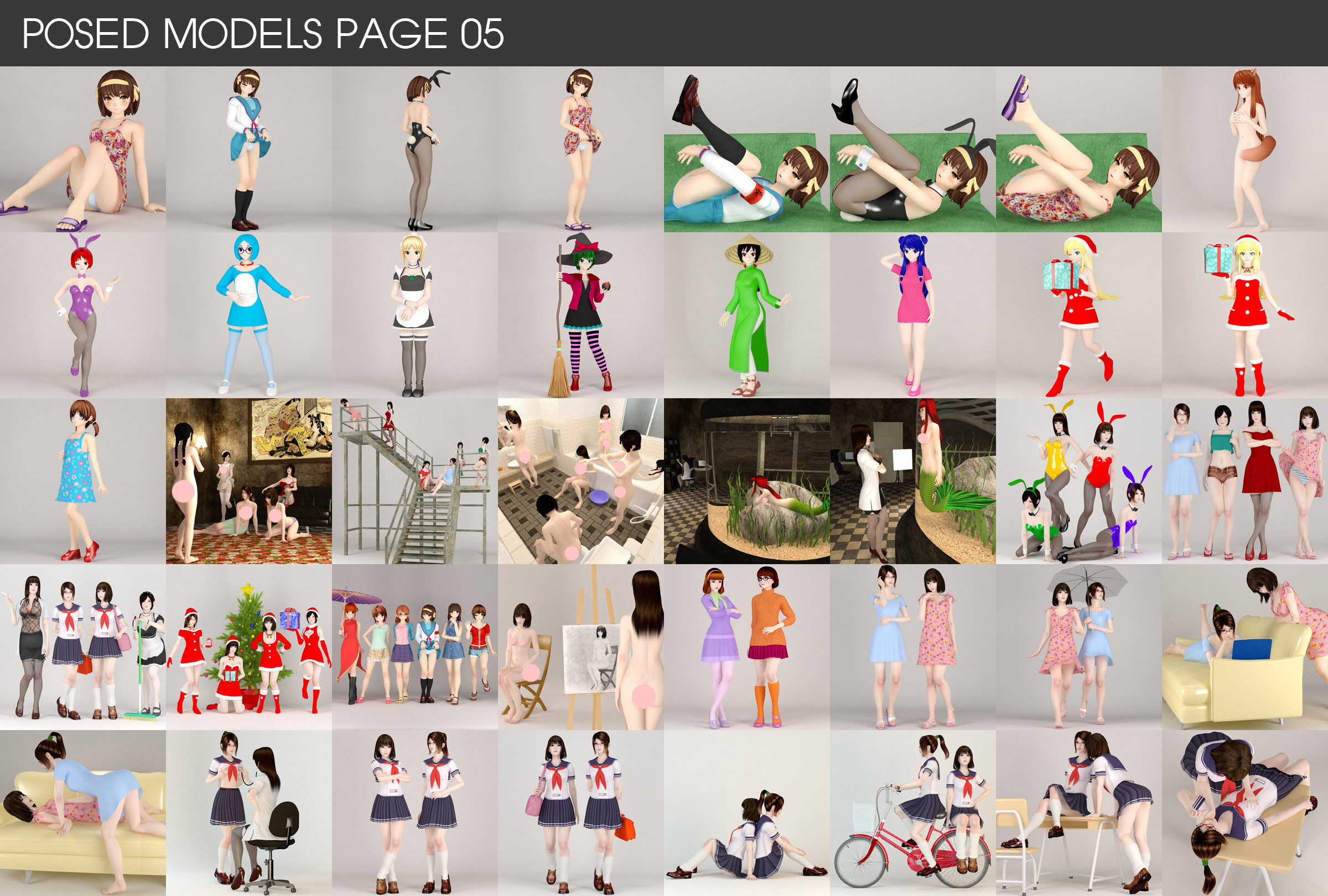 All of my posed girls 3D model_5