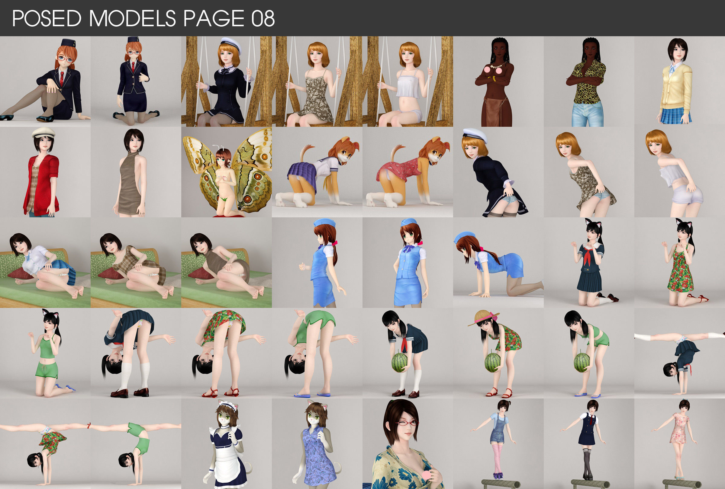 All of my posed girls 3D model_8