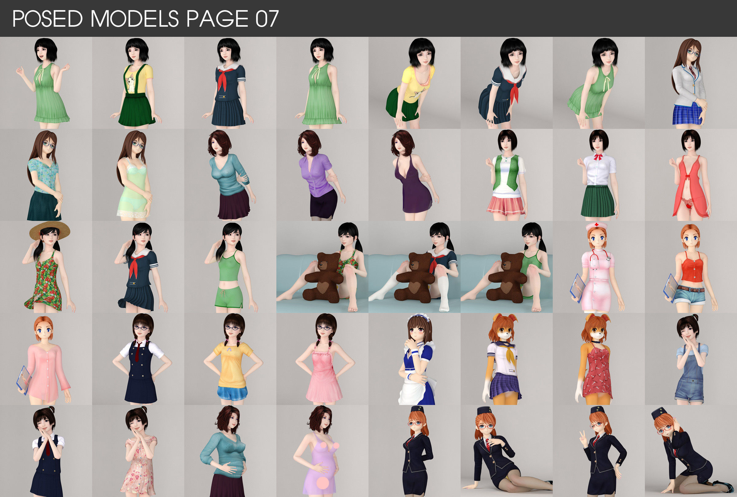 All of my posed girls 3D model_7