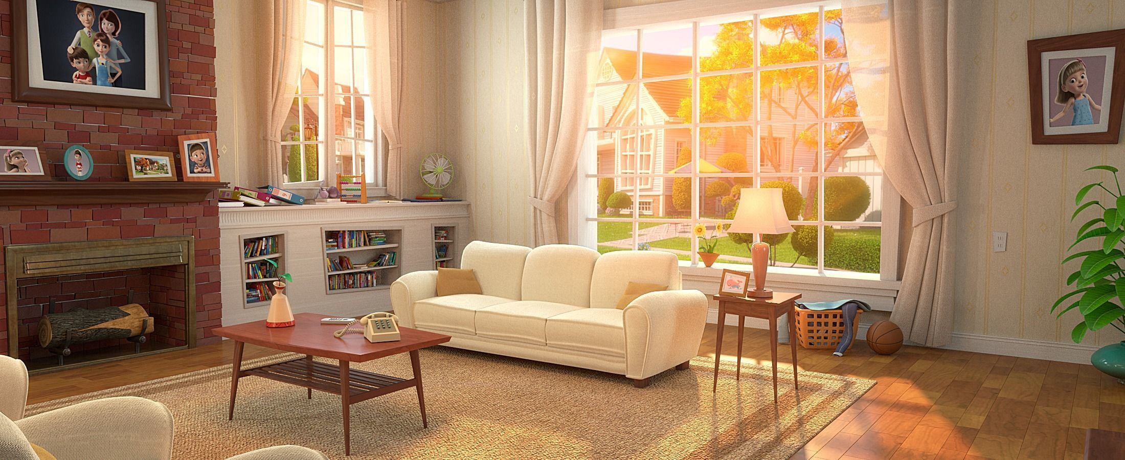 Cartoon Hall Living Room 3D model_2
