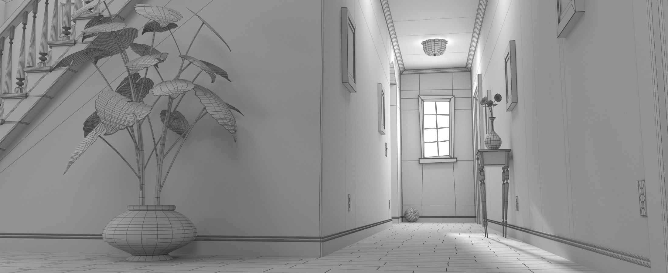 Cartoon Hall Living Room 3D model_22