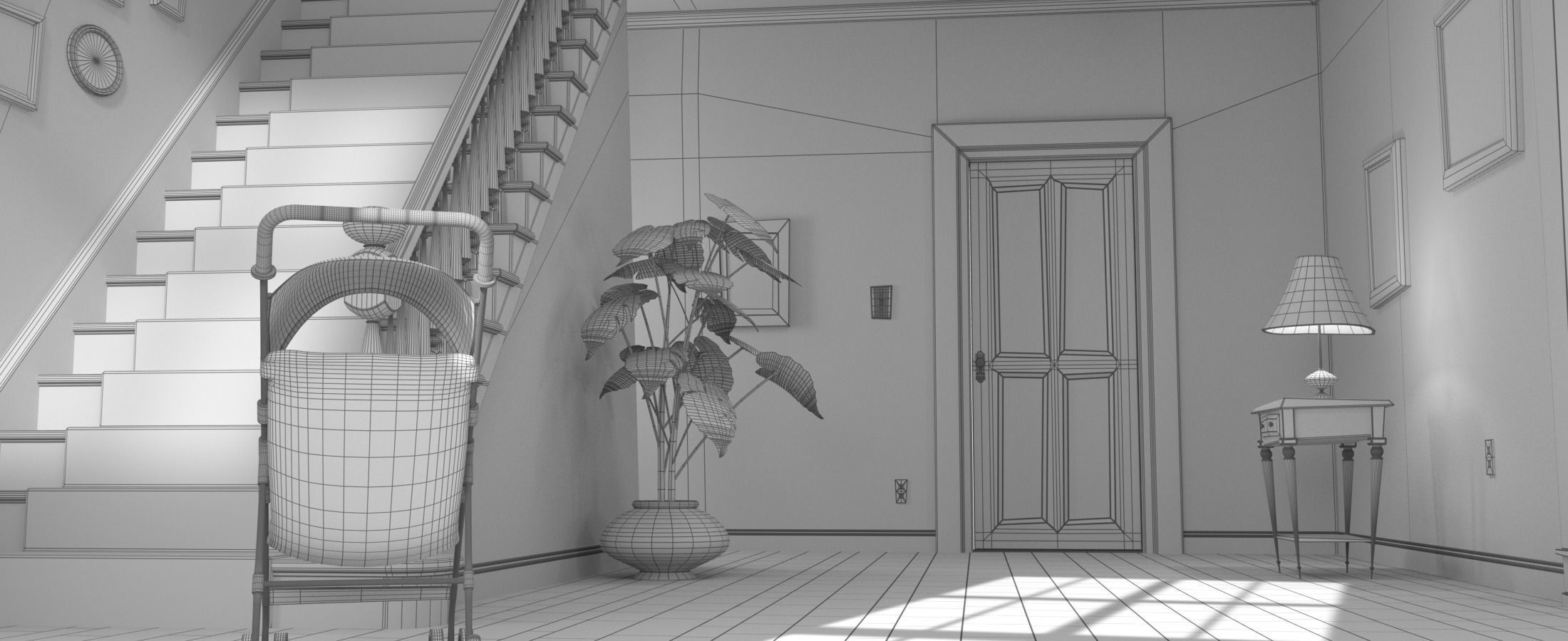 Cartoon Hall Living Room 3D model_19