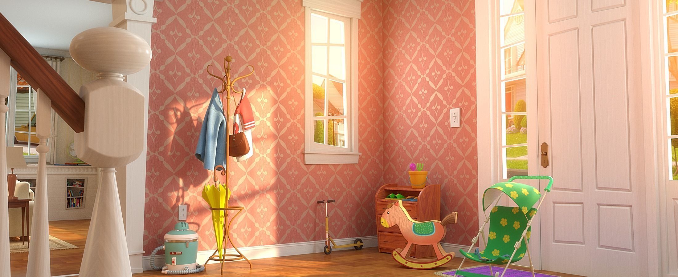 Cartoon Hall Living Room 3D model_7