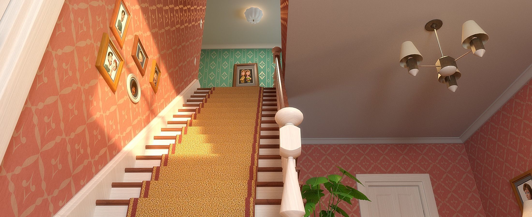 Cartoon Hall Living Room 3D model_3