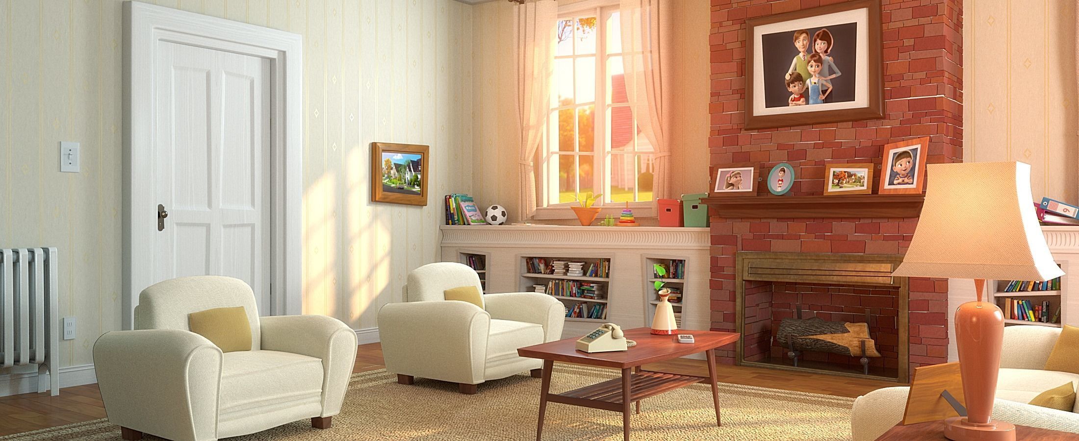 Cartoon Hall Living Room 3D model_4