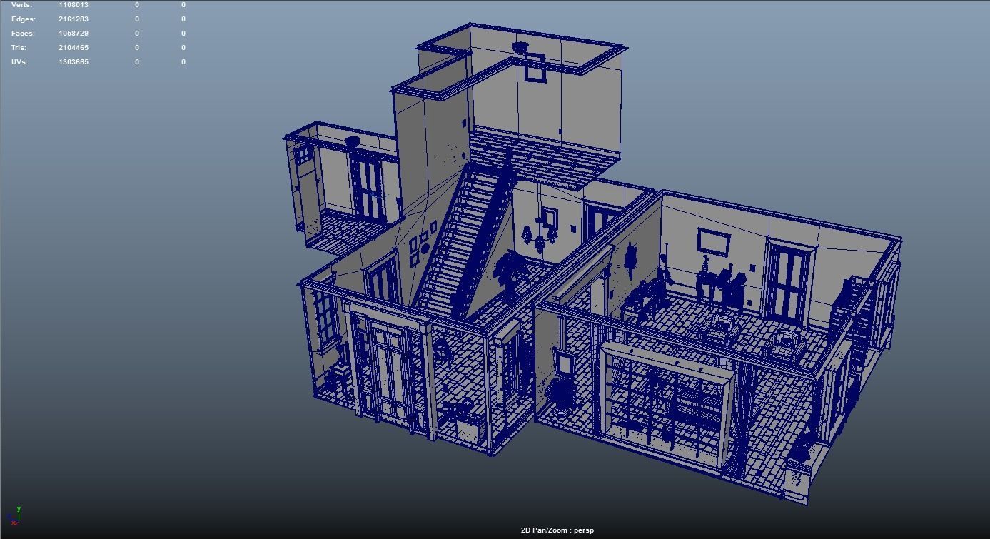 Cartoon Hall Living Room 3D model_29