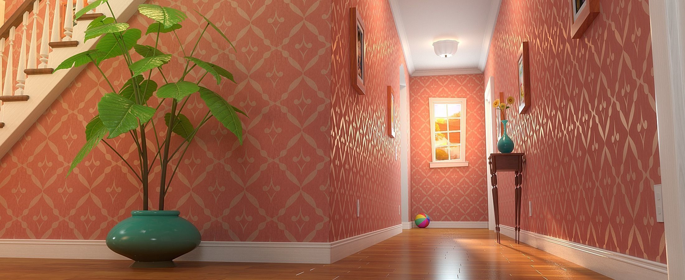 Cartoon Hall Living Room 3D model_13