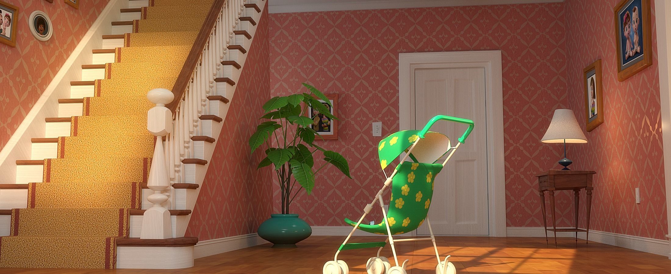 Cartoon Hall Living Room 3D model_5