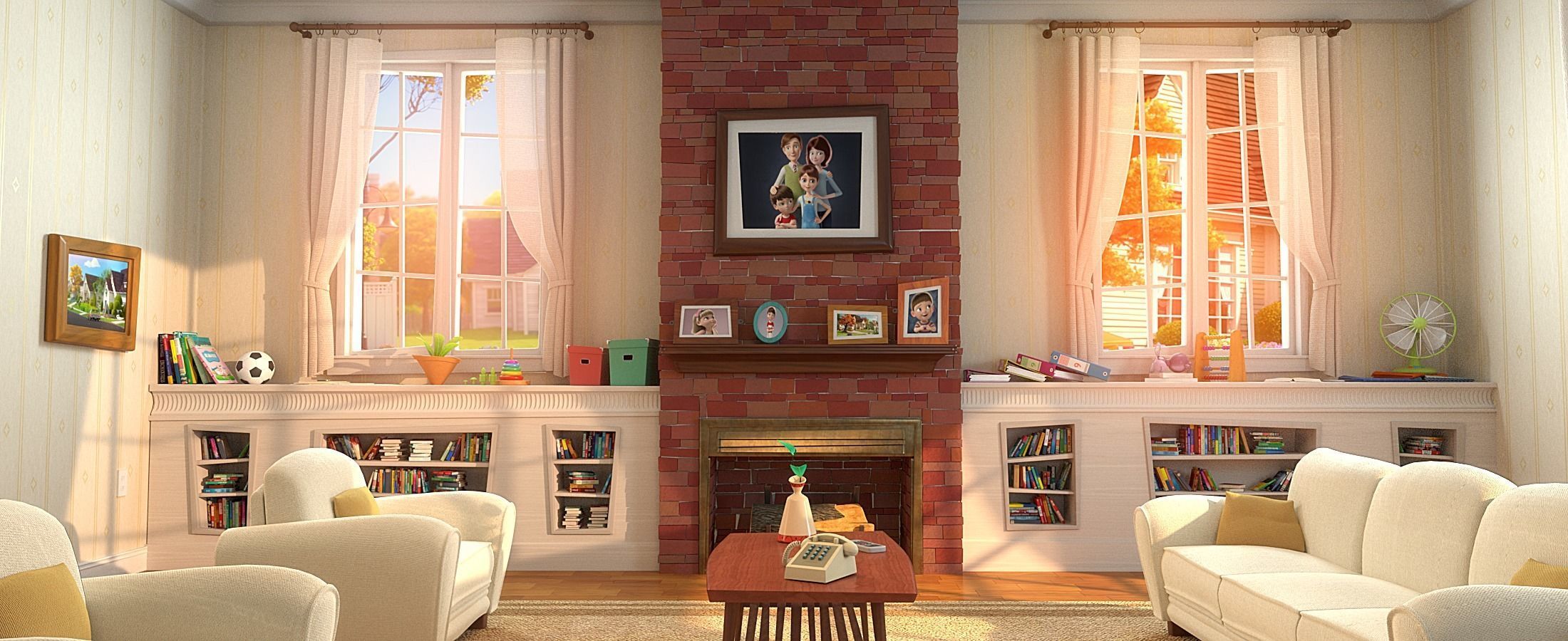 Cartoon Hall Living Room 3D model_6