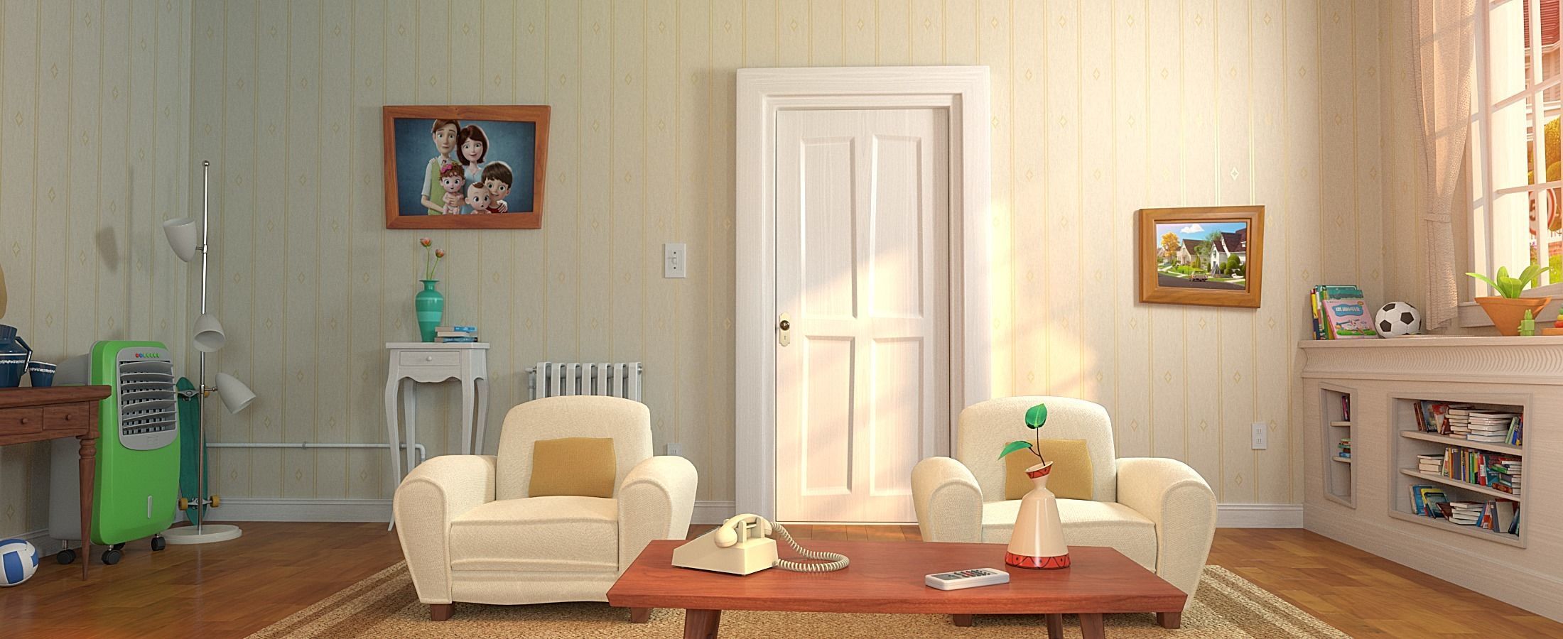 Cartoon Hall Living Room 3D model_14