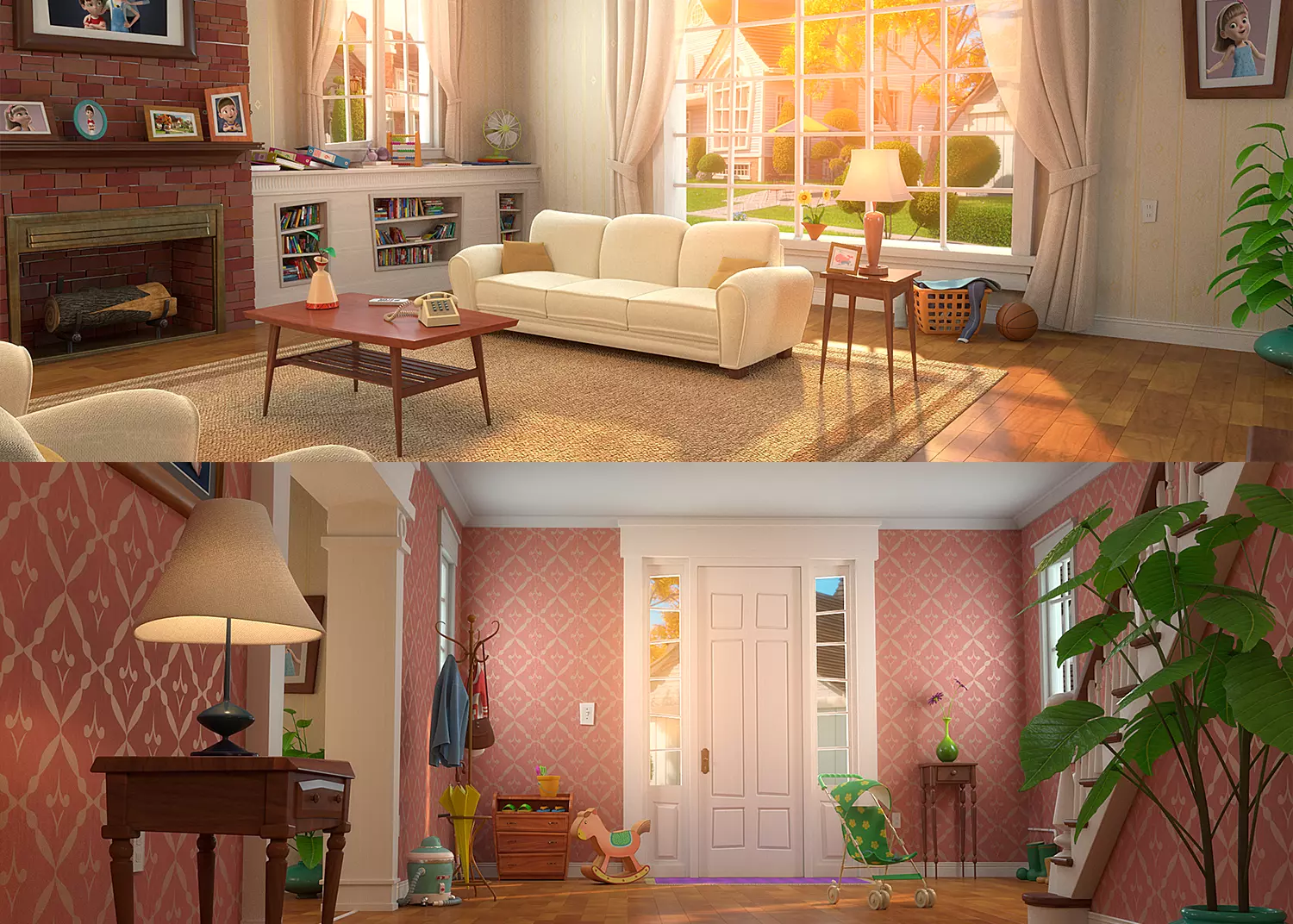 Cartoon Hall Living Room 3D model_0