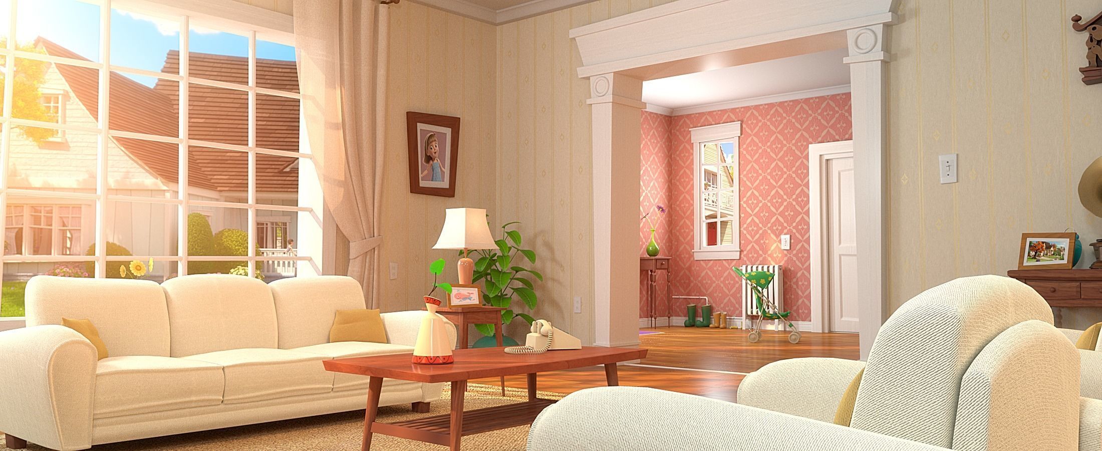 Cartoon Hall Living Room 3D model_9